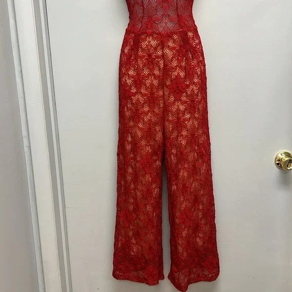 Nightcap x Free People Red Lace Jumpsuit – Size 2 – Made in USA